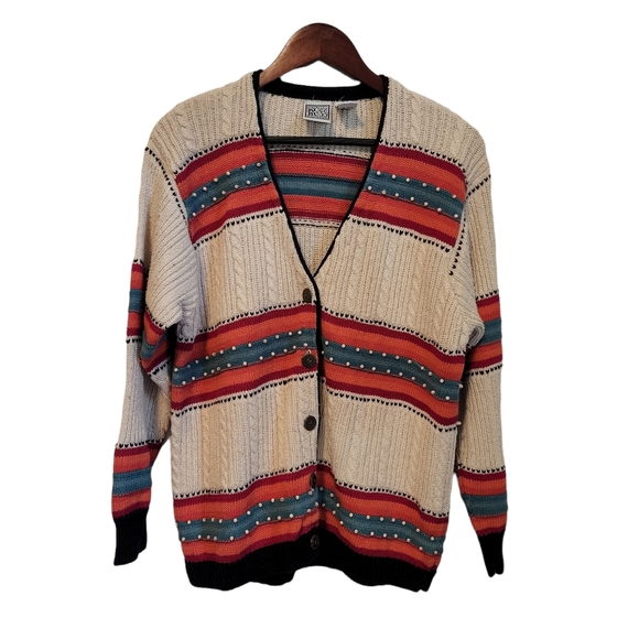 Vintage 90's Russ Beaded Silk Blend Beaded Button Up Cardigan - Picture 8 of 9